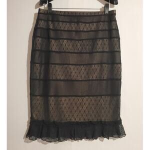 Vtg 90s Y2K Express Sheer Lace Overlay Ruffle Trim Skirt Sz M Whimsygoth Grunge